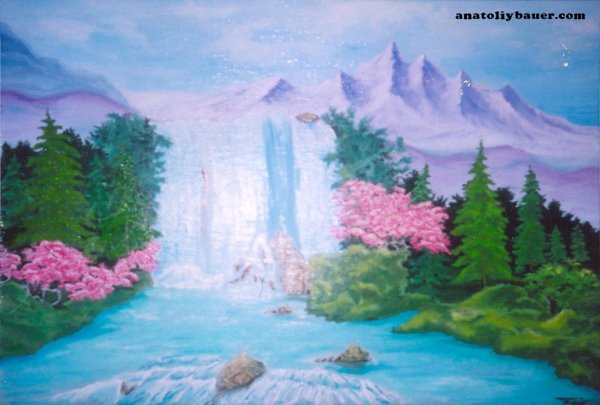 Водопад гуашью для начинающих