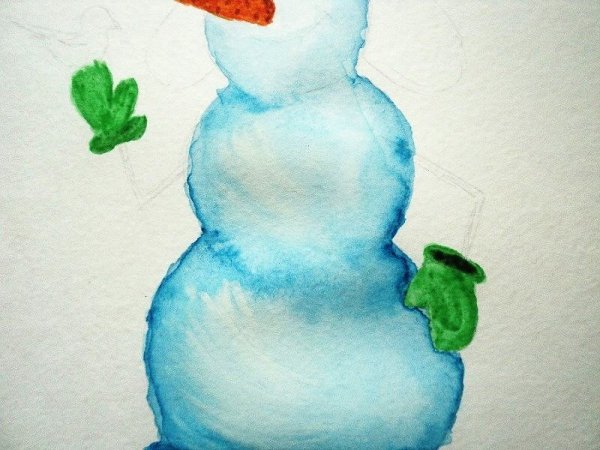 Рисование с детьми Снеговик