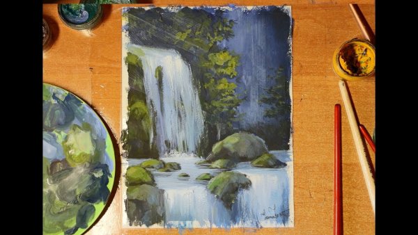 Водопад рисунок