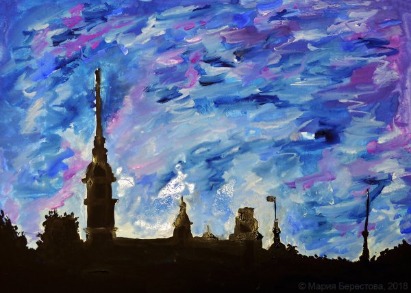 Картины гуашью город