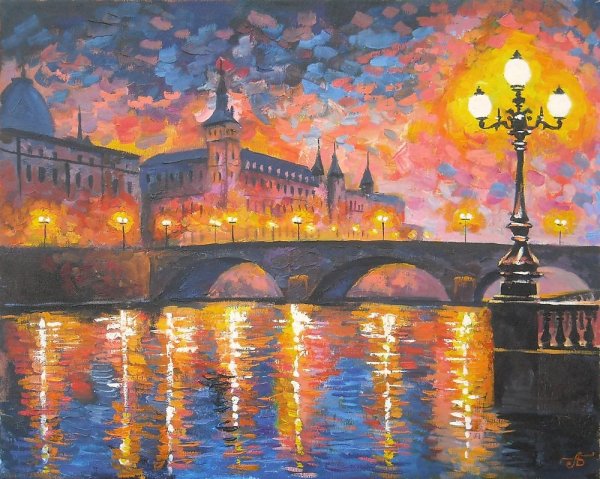 Вечерний город рисование