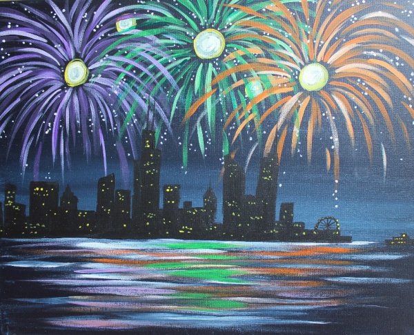 Рисование праздничный город