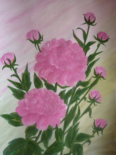 Пионы гуашью