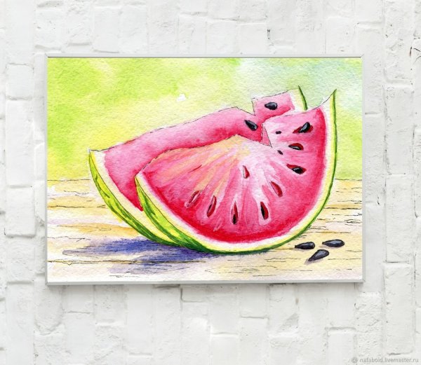 Арбуз гуашью