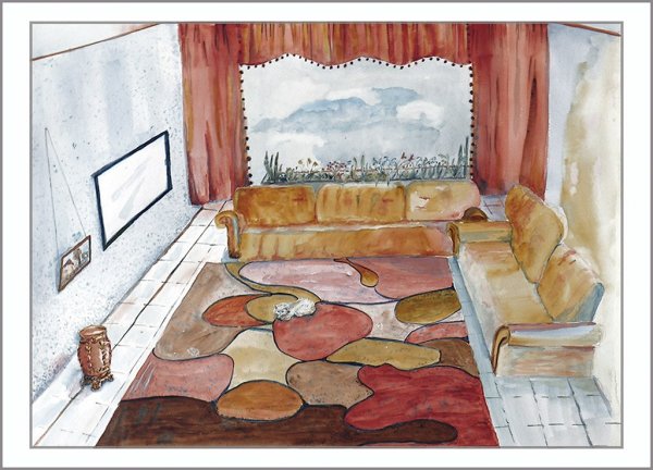 Эскиз интерьера гуашь