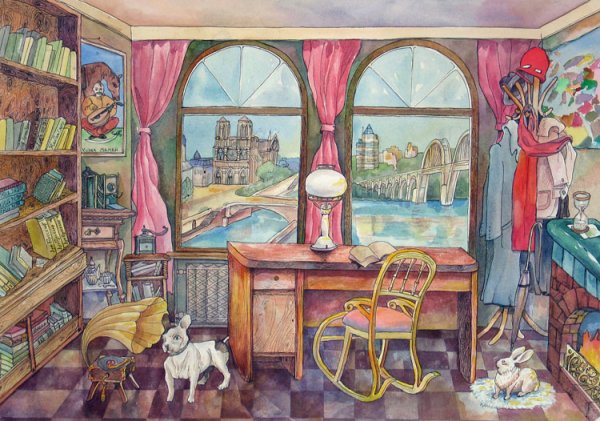 Художественная иллюстрация интерьера