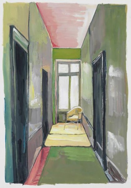 Интерьер комнаты гуашью