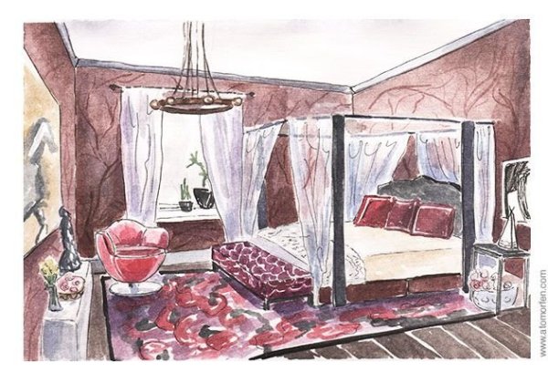 Спальня акварелью