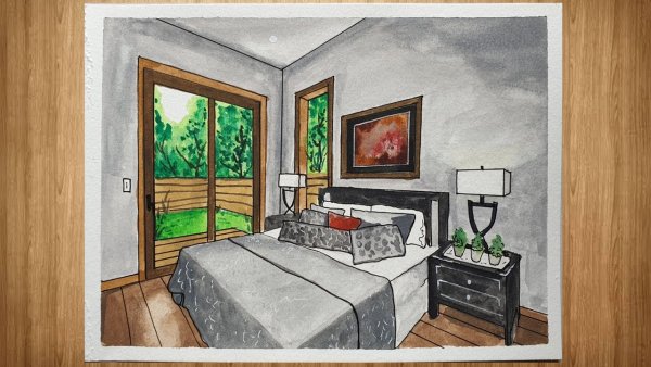 Рисунок комнаты красками