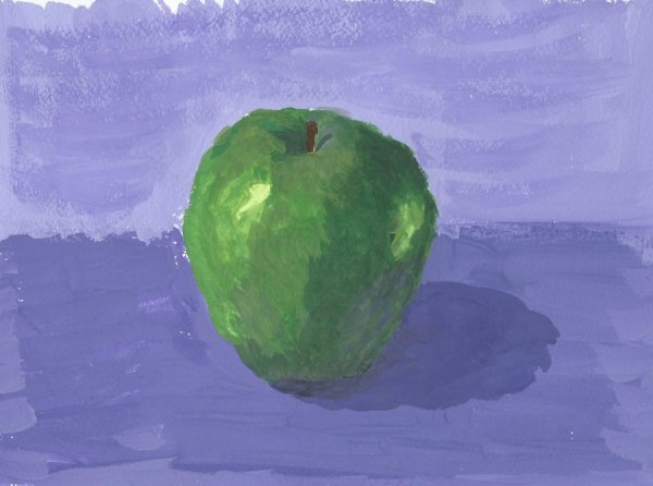 Яблоко гуашью