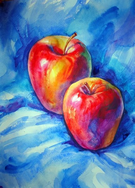 Яблоко гуашью