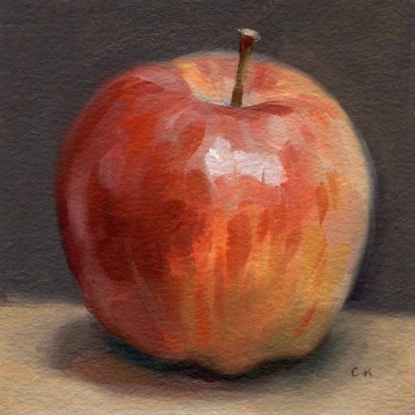 Яблоко акварелью