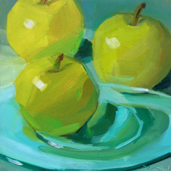 Яблоко гуашью