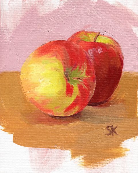 Яблоко гуашью