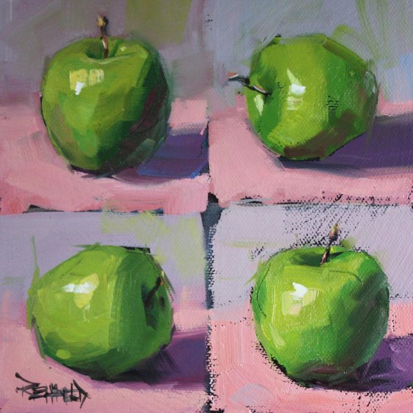 Яблоко гуашью