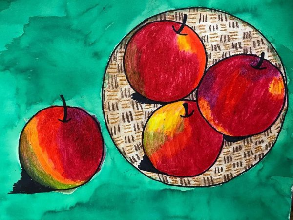 Детский натюрморт яблоки