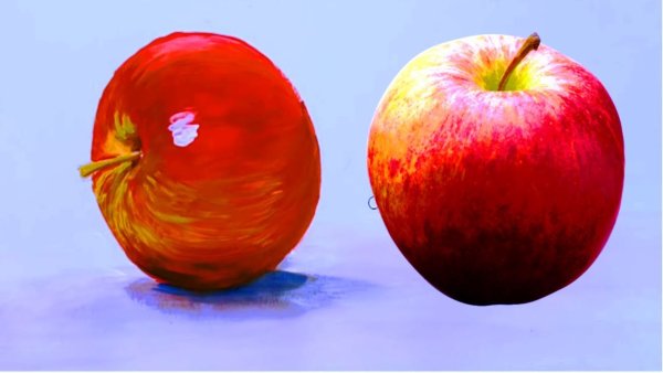 Яблоко гуашью