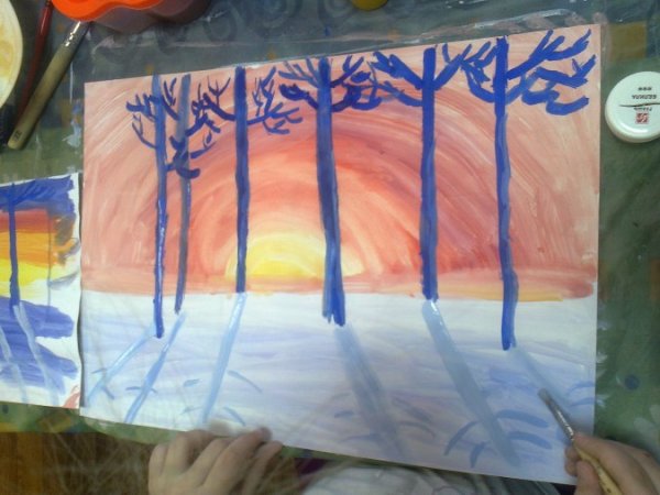 Рисование гуашью в детском саду