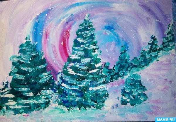 Интуитивное рисование для детей пейзаж зимний