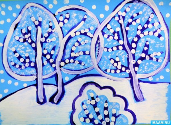 Нетрадиционное рисование зима