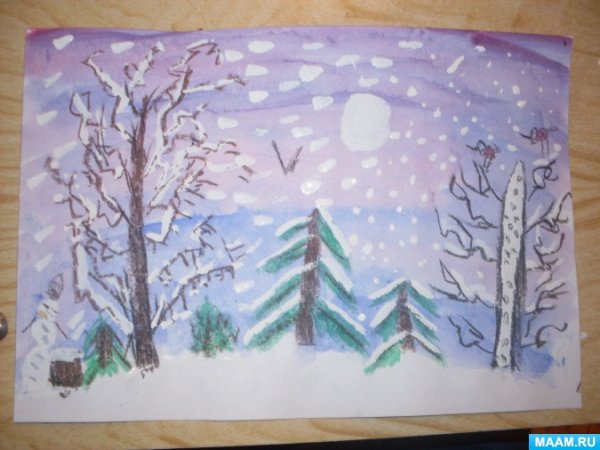 Рисование зимний лес старшая группа