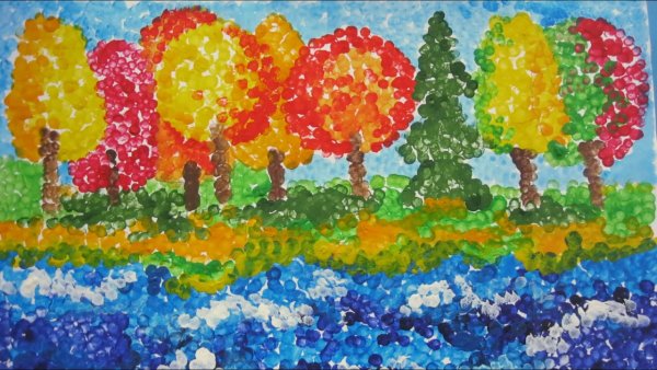 Техника пуантилизм с детьми в детском саду