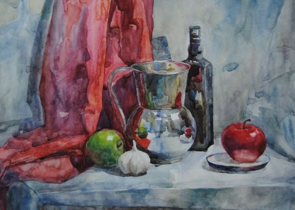 Натюрморт из 3 предметов гуашью