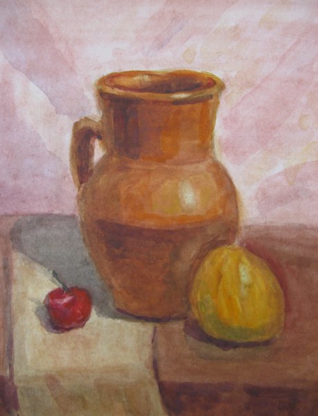 Этюд Крынки акварелью