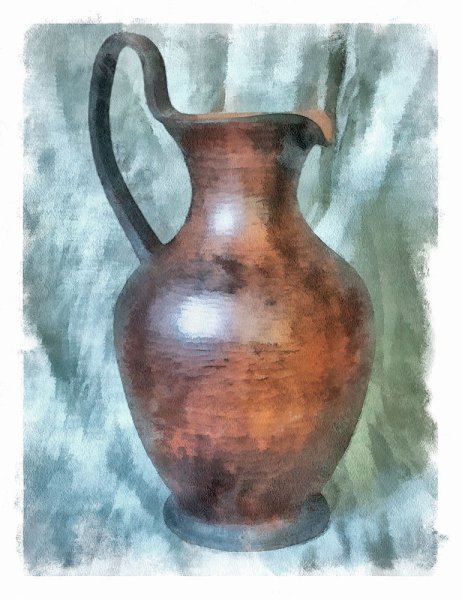 Этюд глиняная Крынка акварелью
