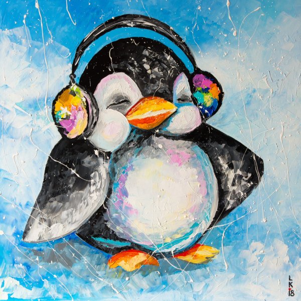 Пингвины картина маслом