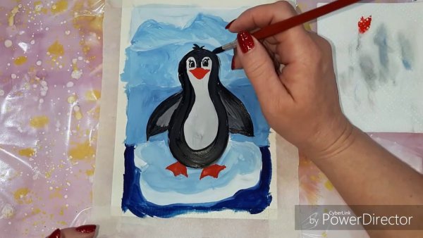 Рисование пингвина для детей