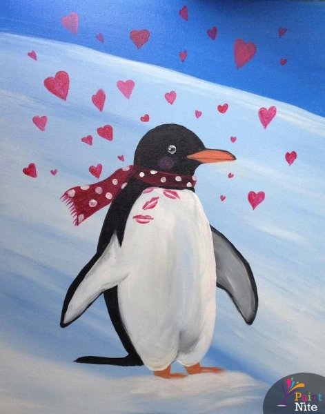 Пингвин гуашью