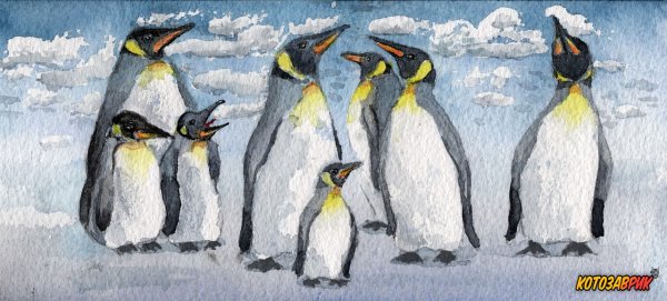 Рисование пингвины в Антарктиде