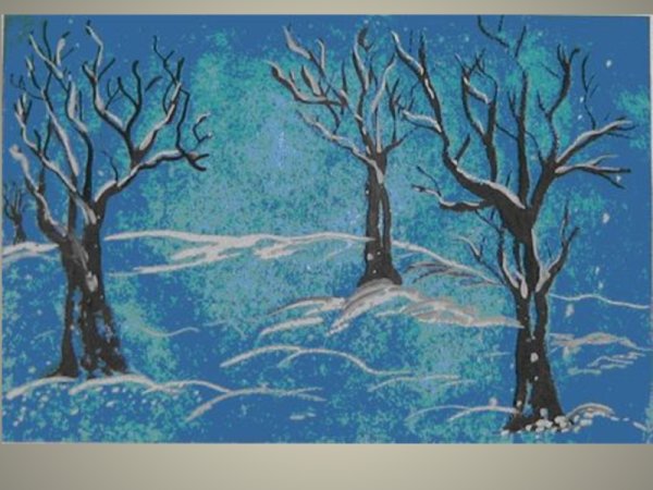 Деревья в инее рисование в подготовительной группе