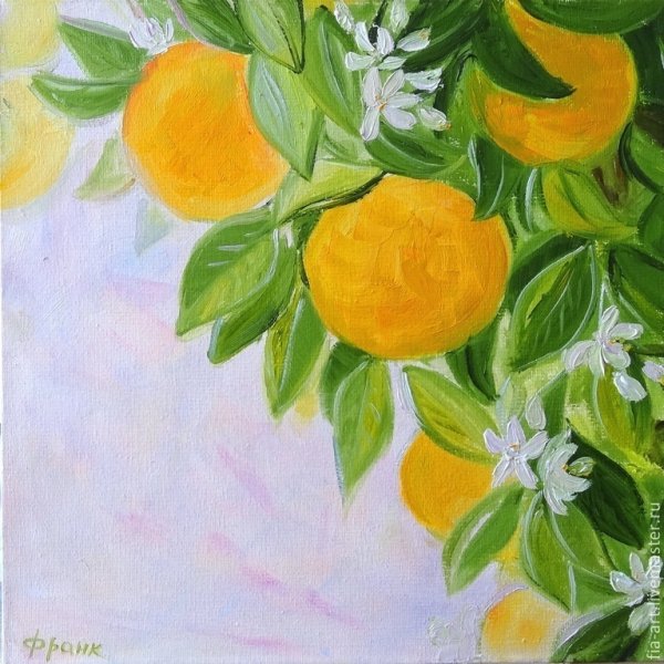 Мандарины живопись гуашь