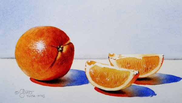 Этюд акварелью мандарин