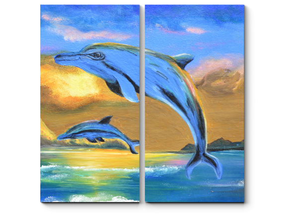 Картины маслом на холсте дельфины