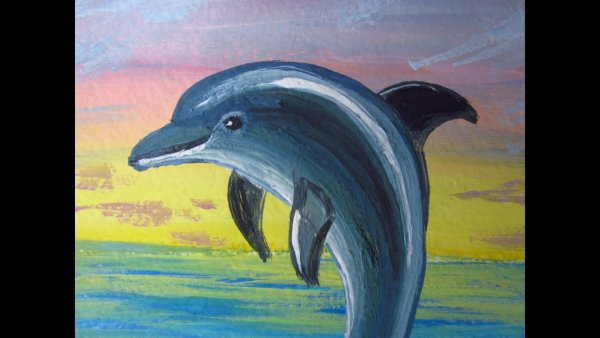 Нарисовать дельфина гуашью