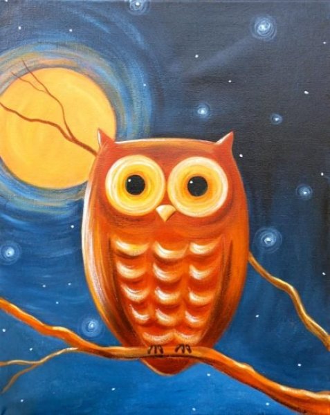 Сова акрилом на холсте