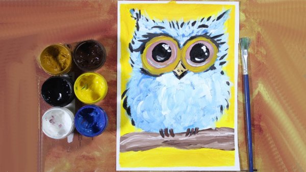 Совенок гуашь