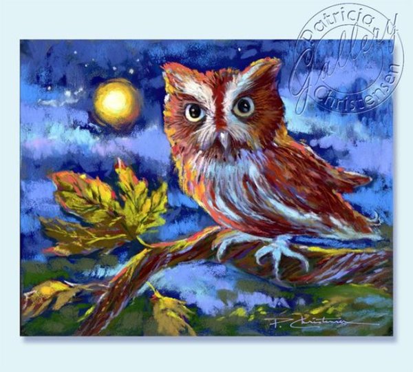 Сова гуашью