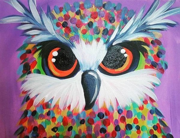 Сова рисование гуашью