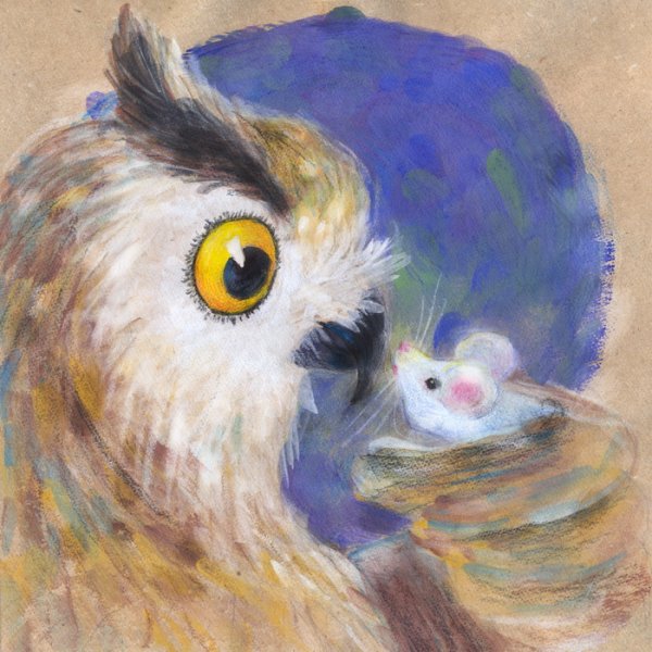 Сова гуашью