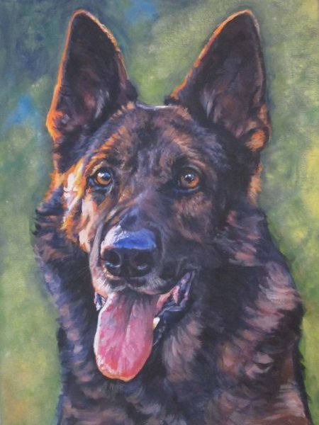 Восточно-европейская овчарка акварелью