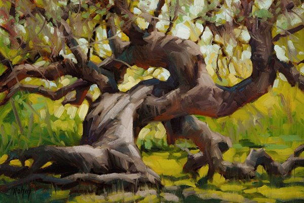 Дуб акварелью