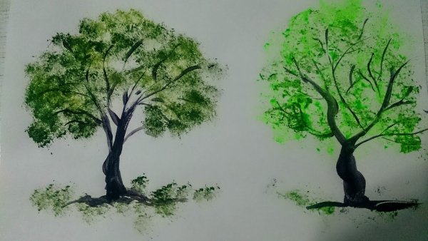 Дерево гуашью