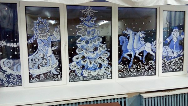 Роспись окон к новому году