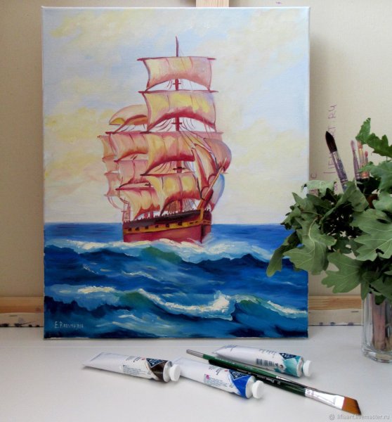 Корабль живопись гуашь