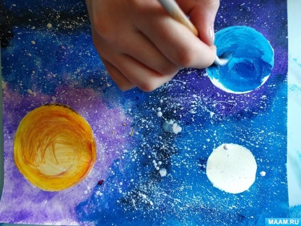 Космос красками для детей