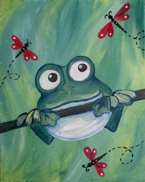 Лягушка гуашью